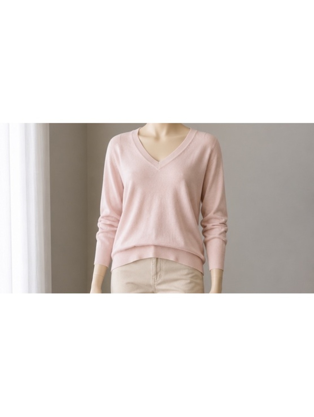 Quince Women’s Organic Cotton Cashmere V-Neck Sweater Pink Size L Lightweight